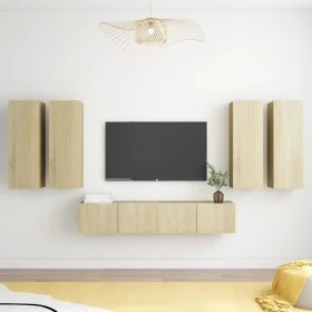 Wohnzimmer-TV-Möbelset, 6-teilig, Holzwerkstoff, Sonoma-Eiche von vidaXL, TV-Möbel - Ref: Foro24-3078995, Preis: 256,59 €, Ra...