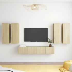 Wohnzimmer-TV-Möbelset, 6-teilig, Holzwerkstoff, Sonoma-Eiche von vidaXL, TV-Möbel - Ref: Foro24-3078995, Preis: 251,64 €, Ra...