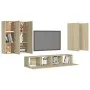 Living room TV furniture set 6 pieces engineered wood Sonoma oak by vidaXL, TV Furniture - Ref: Foro24-3078995, Price: 256,59...