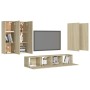Wohnzimmer-TV-Möbelset, 6-teilig, Holzwerkstoff, Sonoma-Eiche von vidaXL, TV-Möbel - Ref: Foro24-3078995, Preis: 251,64 €, Ra...