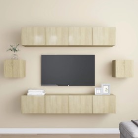 6-teiliges Wohnzimmermöbelset aus Sonoma-Eiche von vidaXL, TV-Möbel - Ref: Foro24-3078998, Preis: 204,95 €, Rabatt: %