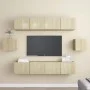 6-teiliges Wohnzimmermöbelset aus Sonoma-Eiche von vidaXL, TV-Möbel - Ref: Foro24-3078998, Preis: 212,84 €, Rabatt: %