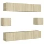6-teiliges Wohnzimmermöbelset aus Sonoma-Eiche von vidaXL, TV-Möbel - Ref: Foro24-3078998, Preis: 212,84 €, Rabatt: %
