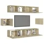 6-teiliges Wohnzimmermöbelset aus Sonoma-Eiche von vidaXL, TV-Möbel - Ref: Foro24-3078998, Preis: 212,84 €, Rabatt: %