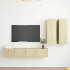 4-teiliges Wohnzimmermöbel-Set aus Sonoma-Eiche von vidaXL, TV-Möbel - Ref: Foro24-3079001, Preis: 171,12 €, Rabatt: %