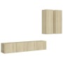 4-teiliges Wohnzimmermöbel-Set aus Sonoma-Eiche von vidaXL, TV-Möbel - Ref: Foro24-3079001, Preis: 167,85 €, Rabatt: %