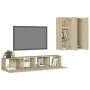 4-teiliges Wohnzimmermöbel-Set aus Sonoma-Eiche von vidaXL, TV-Möbel - Ref: Foro24-3079001, Preis: 171,12 €, Rabatt: %
