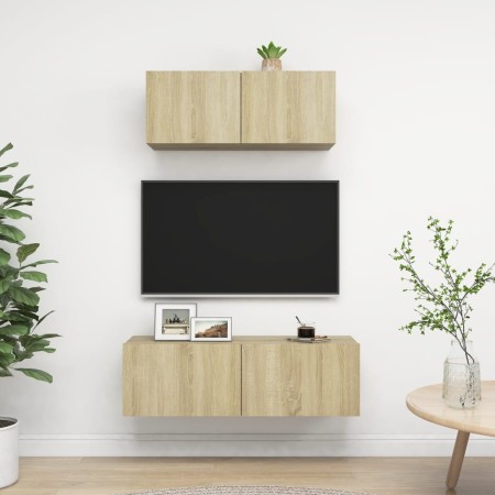 2-teiliges Wohnzimmermöbel-Set aus Sonoma-Eiche von vidaXL, TV-Möbel - Ref: Foro24-3079017, Preis: 83,82 €, Rabatt: %