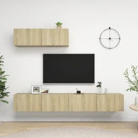 3-teiliges Wohnzimmermöbel-Set aus Sonoma-Eiche von vidaXL, TV-Möbel - Ref: Foro24-3079018, Preis: 128,42 €, Rabatt: %