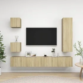5-teiliges Wohnzimmermöbelset aus Sonoma-Eiche von vidaXL, TV-Möbel - Ref: Foro24-3079012, Preis: 176,45 €, Rabatt: %