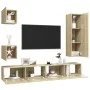 5-teiliges Wohnzimmermöbelset aus Sonoma-Eiche von vidaXL, TV-Möbel - Ref: Foro24-3079012, Preis: 176,45 €, Rabatt: %