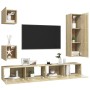 5-teiliges Wohnzimmermöbelset aus Sonoma-Eiche von vidaXL, TV-Möbel - Ref: Foro24-3079012, Preis: 173,62 €, Rabatt: %