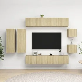Wohnzimmer-TV-Möbelset 8-teilig aus Holzwerkstoff Sonoma-Eiche von vidaXL, TV-Möbel - Ref: Foro24-3079020, Preis: 294,36 €, R...