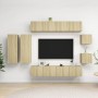 Wohnzimmer-TV-Möbelset 8-teilig aus Holzwerkstoff Sonoma-Eiche von vidaXL, TV-Möbel - Ref: Foro24-3079020, Preis: 288,73 €, R...