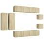 Wohnzimmer-TV-Möbelset 8-teilig aus Holzwerkstoff Sonoma-Eiche von vidaXL, TV-Möbel - Ref: Foro24-3079020, Preis: 288,73 €, R...