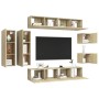 Living room TV furniture set 8 pieces engineered wood Sonoma oak by vidaXL, TV Furniture - Ref: Foro24-3079020, Price: 288,73...