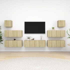 7-teiliges Wohnzimmermöbelset aus Sonoma-Eiche von vidaXL, TV-Möbel - Ref: Foro24-3079028, Preis: 245,07 €, Rabatt: %