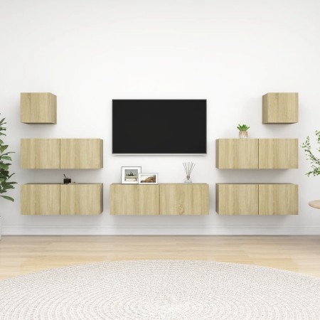 7-teiliges Wohnzimmermöbelset aus Sonoma-Eiche von vidaXL, TV-Möbel - Ref: Foro24-3079028, Preis: 245,07 €, Rabatt: %