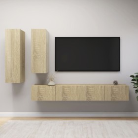 Juego de muebles de salón 4 piezas roble Sonoma de vidaXL, Muebles TV - Ref: Foro24-3079048, Precio: 180,27 €, Descuento: %