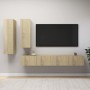 4-teiliges Wohnzimmermöbel-Set aus Sonoma-Eiche von vidaXL, TV-Möbel - Ref: Foro24-3079048, Preis: 180,27 €, Rabatt: %