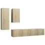 4-teiliges TV-Wohnzimmermöbel-Set aus Holzwerkstoff Sonoma-Eiche von vidaXL, TV-Möbel - Ref: Foro24-3079047, Preis: 162,68 €,...