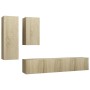 Set muebles de salón TV 4 piezas madera ingeniería roble Sonoma de vidaXL, Muebles TV - Ref: Foro24-3079047, Precio: 166,39 €