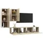 4-teiliges TV-Wohnzimmermöbel-Set aus Holzwerkstoff Sonoma-Eiche von vidaXL, TV-Möbel - Ref: Foro24-3079047, Preis: 162,68 €,...