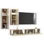 4-teiliges Wohnzimmermöbel-Set aus Sonoma-Eiche von vidaXL, TV-Möbel - Ref: Foro24-3079048, Preis: 180,27 €, Rabatt: %
