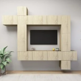 Set of 9-piece engineered oak Sonoma wood living room TV furniture. by vidaXL, TV Furniture - Ref: Foro24-3079053, Price: 359...