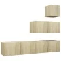4-teiliges Wohnzimmermöbel-Set aus Sonoma-Eiche von vidaXL, TV-Möbel - Ref: Foro24-3079051, Preis: 153,67 €, Rabatt: %