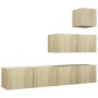 4-teiliges Wohnzimmermöbel-Set aus Sonoma-Eiche von vidaXL, TV-Möbel - Ref: Foro24-3079051, Preis: 145,35 €, Rabatt: %