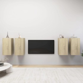 Juego de muebles de salón 4 pzas roble Sonoma 30,5x30x60 cm