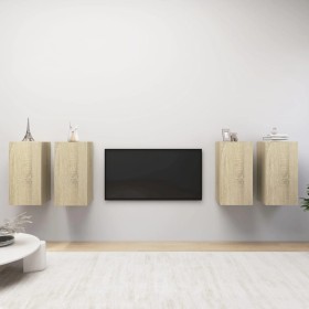 Living room furniture set 4 pieces Sonoma oak 30.5x30x60 cm by vidaXL, TV Furniture - Ref: Foro24-3079055, Price: 137,21 €, D...