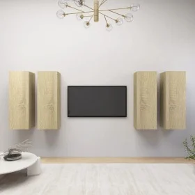 Wohnzimmermöbel-Set 4-teilig Sonoma-Eiche 30,5x30x90 cm von vidaXL, TV-Möbel - Ref: Foro24-3079056, Preis: 168,57 €, Rabatt: %