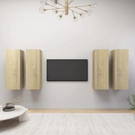 Wohnzimmermöbel-Set 4-teilig Sonoma-Eiche 30,5x30x90 cm von vidaXL, TV-Möbel - Ref: Foro24-3079056, Preis: 171,36 €, Rabatt: %