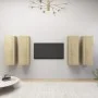 Juego de muebles de salón 4 pzas roble Sonoma 30,5x30x90 cm de vidaXL, Muebles TV - Ref: Foro24-3079056, Precio: 168,57 €, De...