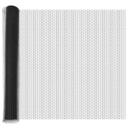 Reja con postes Gris 1.4 x 25 m Acero recubierto de PVC