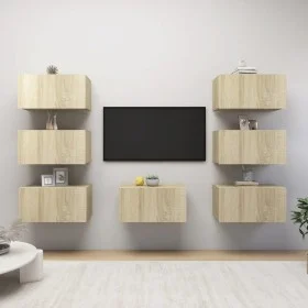 7-piece Sonoma oak living room furniture set 30.5x30x60 cm by vidaXL, TV Furniture - Ref: Foro24-3079058, Price: 228,30 €, Di...