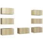 Juego de muebles de salón 7 pzas roble Sonoma 30,5x30x60 cm de vidaXL, Muebles TV - Ref: Foro24-3079058, Precio: 232,07 €, De...