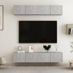 Living room furniture set 4 pieces concrete gray 80x30x30 cm by vidaXL, TV Furniture - Ref: Foro24-3079060, Price: 151,49 €, ...
