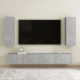 Set Wohnzimmermöbel 4 Stück Holzwerkstoff Beton grau von vidaXL, TV-Möbel - Ref: Foro24-3079064, Preis: 165,56 €, Rabatt: %
