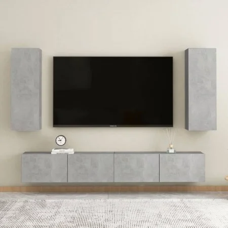 Set Wohnzimmermöbel 4 Stück Holzwerkstoff Beton grau von vidaXL, TV-Möbel - Ref: Foro24-3079064, Preis: 165,56 €, Rabatt: %