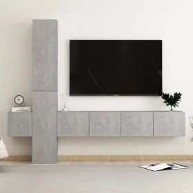 Set de muebles de salón 5 pzas madera ingeniería gris hormigón de vidaXL, Muebles TV - Ref: Foro24-3079075, Precio: 182,42 €,...