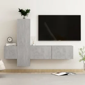 Set de muebles de salón 3 pzas madera ingeniería gris hormigón de vidaXL, Muebles TV - Ref: Foro24-3079076, Precio: 120,71 €,...