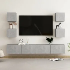 TV-Möbelset 6-teilig betongraues Sperrholz von vidaXL, TV-Möbel - Ref: Foro24-3079083, Preis: 178,58 €, Rabatt: %