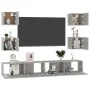 TV-Möbelset 6-teilig betongraues Sperrholz von vidaXL, TV-Möbel - Ref: Foro24-3079083, Preis: 178,58 €, Rabatt: %