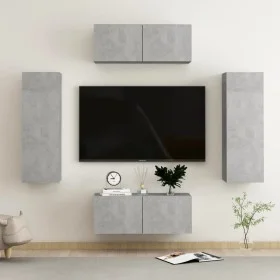 Set de muebles de salón 4 pzas madera ingeniería gris hormigón de vidaXL, Muebles TV - Ref: Foro24-3079086, Precio: 163,79 €,...