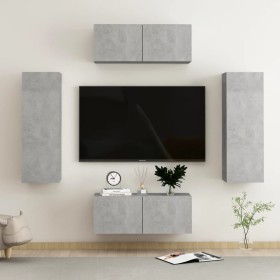 Set de muebles de salón 4 pzas madera ingeniería gris hormigón de vidaXL, Muebles TV - Ref: Foro24-3079086, Precio: 170,61 €,...