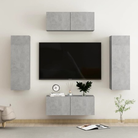 Wohnzimmermöbel-Set 4-teilig betongraues Holzwerkstoff von vidaXL, TV-Möbel - Ref: Foro24-3079086, Preis: 170,61 €, Rabatt: %