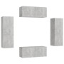 Wohnzimmermöbel-Set 4-teilig betongraues Holzwerkstoff von vidaXL, TV-Möbel - Ref: Foro24-3079086, Preis: 170,61 €, Rabatt: %